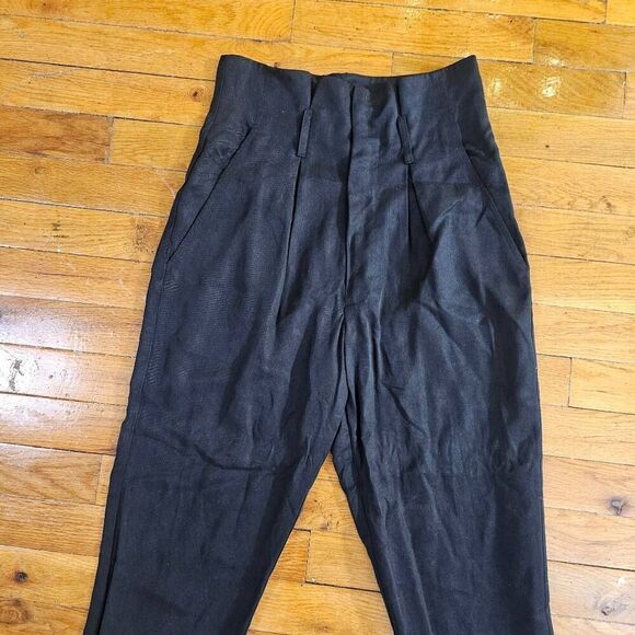 Reformation Black Trousers Ankle Petite Pants  Size OP High Waisted - Picture 2 of 10